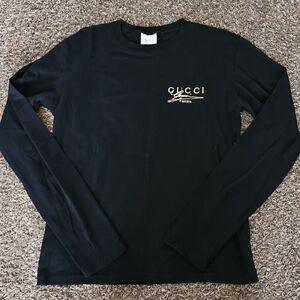 Gucci Black Long Sleeve Logo Tee